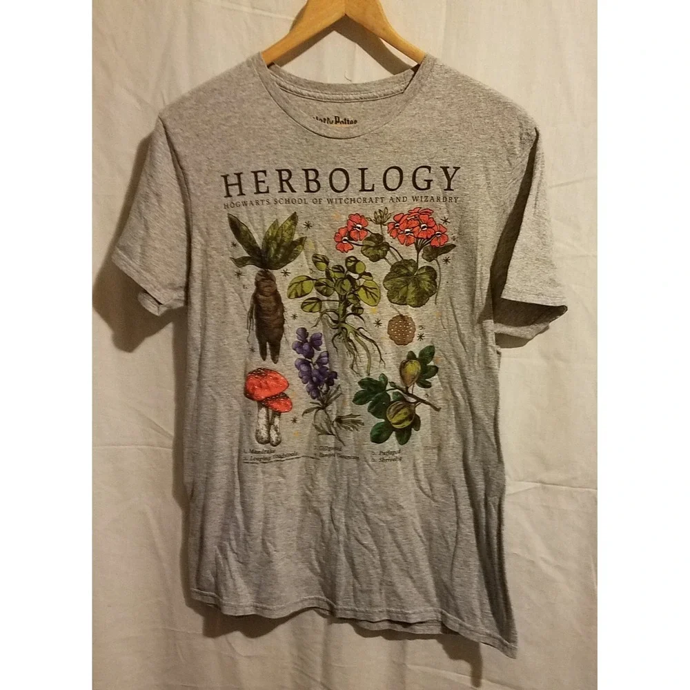 Harry Potter Unisex Herbology Graphic T-Shirt (Size: Medium 38-40) Grey - Picture 1 of 4